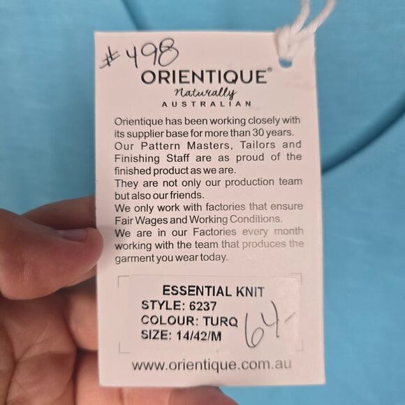 NWT Orientique Naturally Australian Certified Organic Cotton Pastel Top - Picture 5 of 7